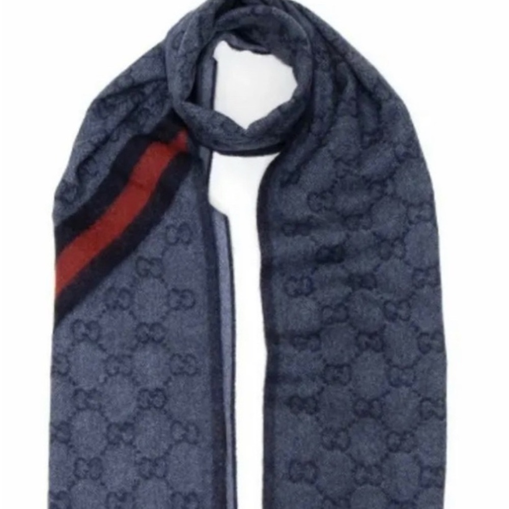 Gucci Blue & Red Scarf- BRAND NEW - Picture 10 of 11